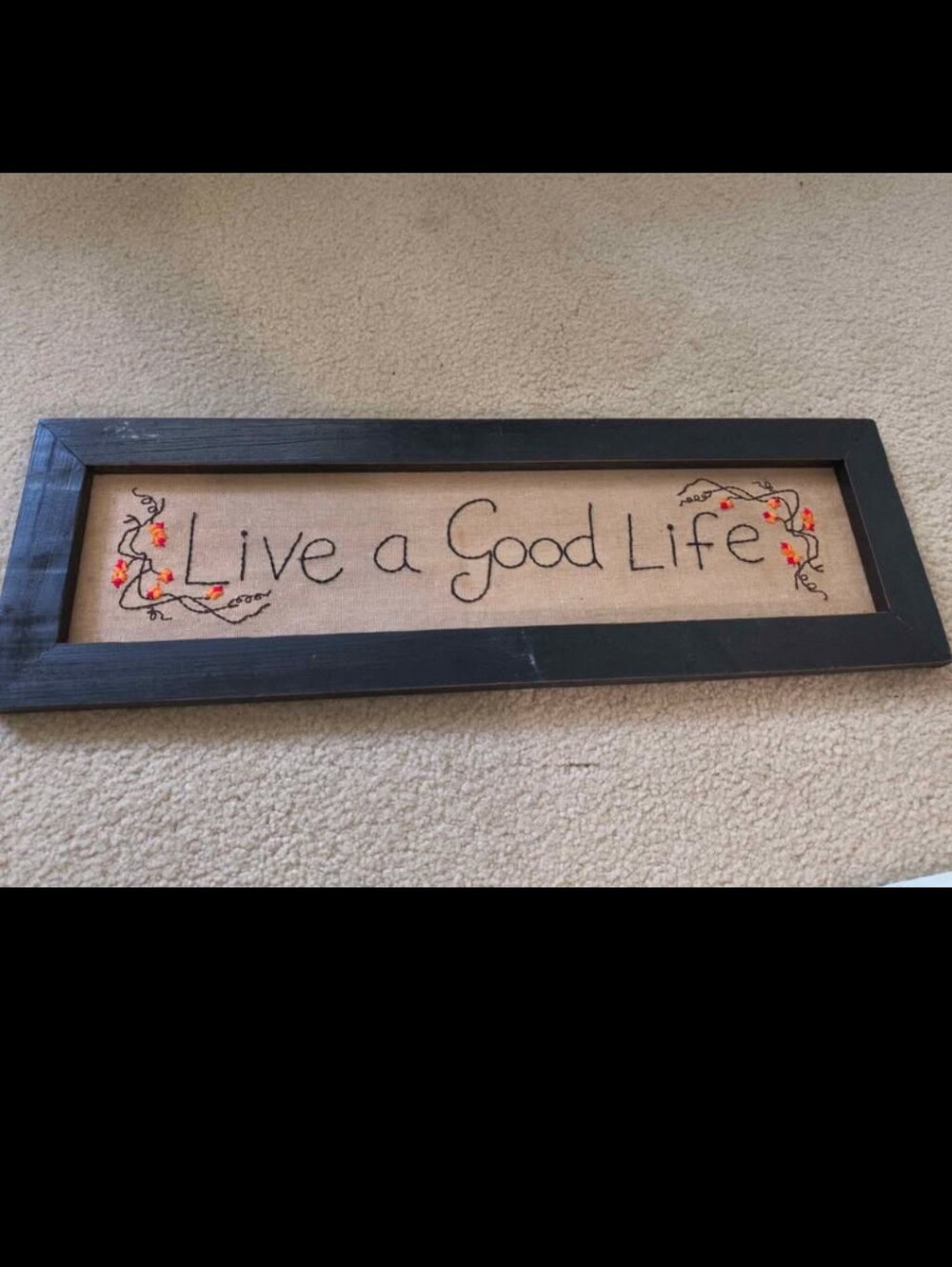 Live a Good Life Framed Wall Sign - Black Frame, Natural Canvas